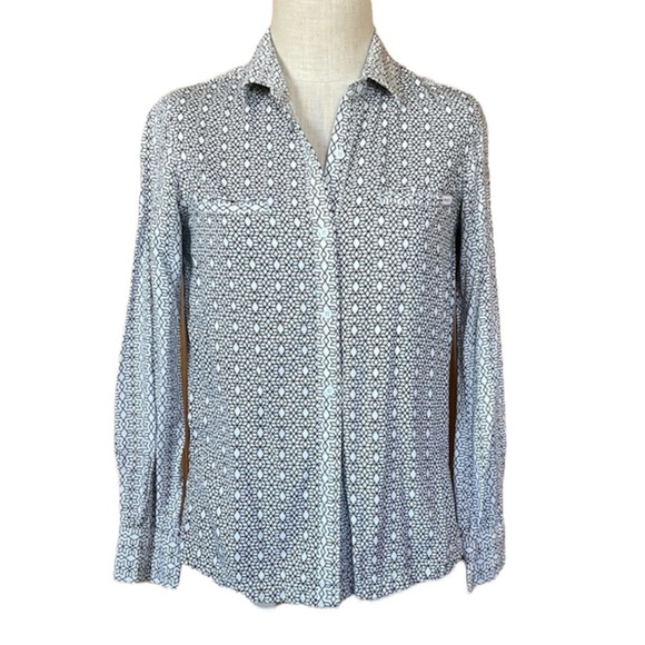 RVCA Small Black & White Abstract Button Front Blouse Casual Office - Picture 1 of 7